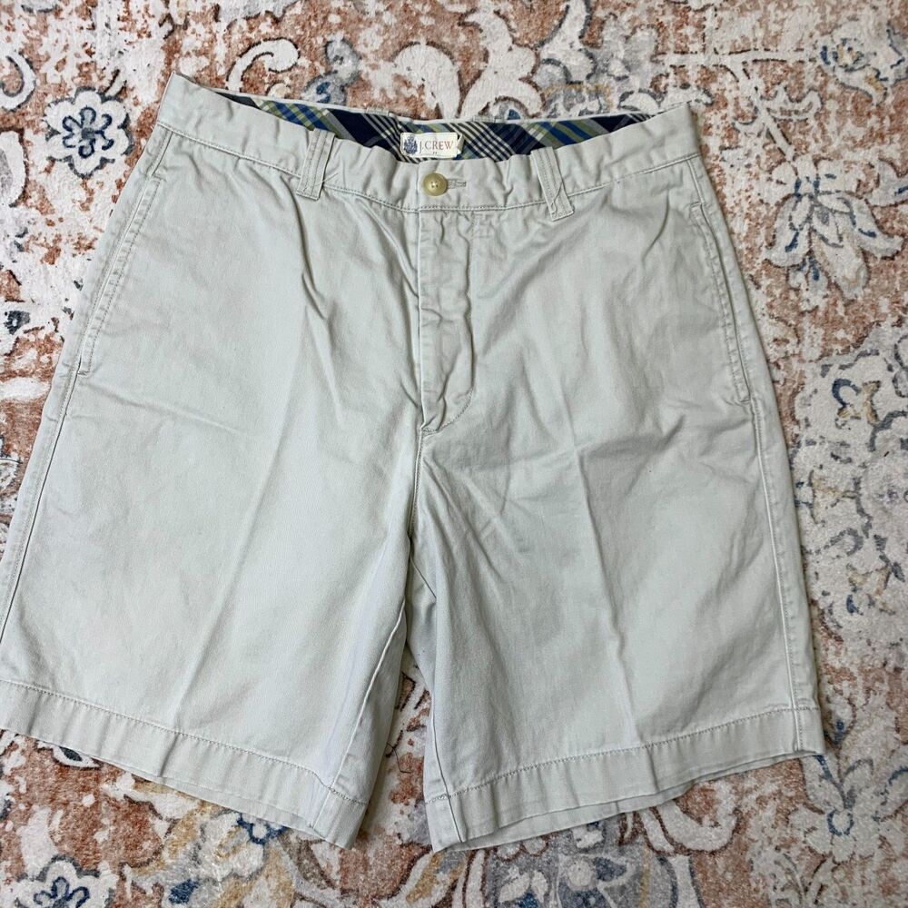 Vintage Mens J‎ Crew Khaki Flat Front Chino Shorts Academia Preppy SIze 32